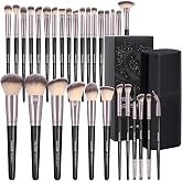 MAANGE 30Pcs Professional Makeup Brush Set with Case &ndash; Premium Synthetic Brushes for Foundation, Powder, Blush, Eyeshadow &amp; Blending,Black Coffee