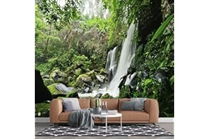TOKMOCO Custom Forest Peel and Stick Murals Waterfall Forest Wallpapers Bedroom Living Room Natural Landscape Wall Murals