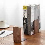 Muso Wood Bookends - Walnut Wood Decorative Bookends 13x10.8x8cm view 2