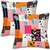 NenuVainl Throw Pillow Covers 18x18 Set of 2, Modern Flowers Cushion Covers, Decorative Square Pillowcases for Couch, Bedroom, Living Room