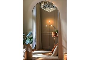 KOMCOTE Arch Mirror Full Length, Floor Length Mirror, Arched Floor Mirror, 71"x26" Wall Mirror Full Length, Black Floor Mirror, Bedroom Mirror Full Length, Stand up Mirror for Living Room, Black