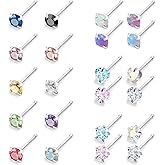 Pnsgisr 20/18g Nose Rings Studs Straight/L/Corkscrew Shape Bars Piercings Jewelry for Women Hypoallergenic Surgical Steel