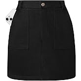Kate Kasin Women Suede Mini Skirt, High Waisted Pencil Skirt with Pockets, Fall Winter Skirts 2026