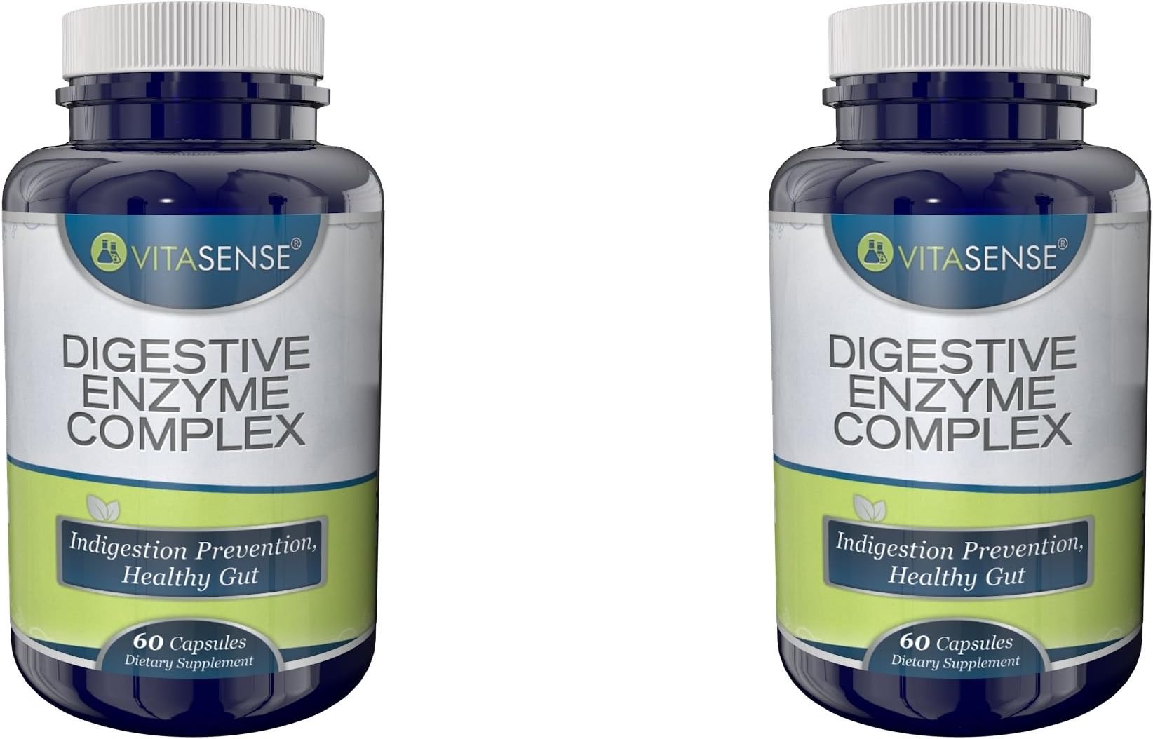 DOUBLE PACK (Pack of 2) Vitasense Digestive Enzyme Complex - Indigestion Prevention, Healthy Gut - 60 capsules
