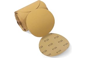 LUCKYGUARD 100 PCS 6 Inch PSA Sanding Discs 120 Grit Adhesive Backed Sandpaper Roll Sticky-Back for DA Sander Self Stick Aluminum Oxide Round Automotive Sand Paper with Sticky Back