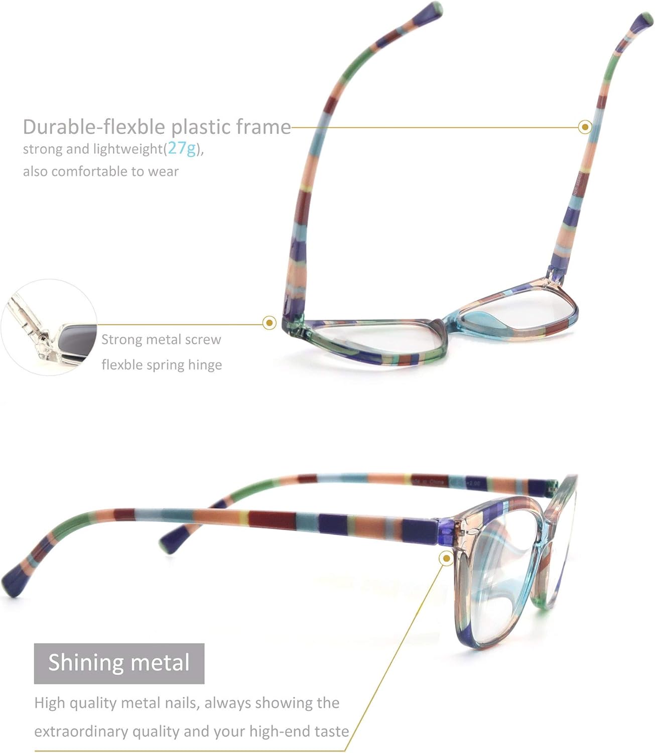 MODFANS Reading Glasses Women 5 Pack Fashion Ladies Readers 2.75 for Reading Comfort Spring Hinge Lightweight Cat-eye Frame Stylish Look,Come with Pouch - Image 5