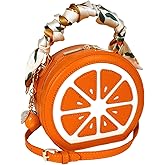Lemon Purse Cute Fruit Shaped Bag with Charm Scarf 3Pcs Fun Novelty Crossbody Shoulder Handbag Top Handle Clutches for Women