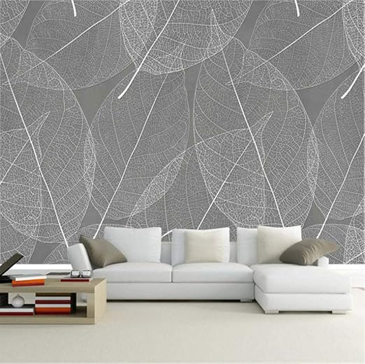 Amazon Xxzzdn カスタム3d写真壁壁画壁紙リビングルーム黒白背景葉ほうき家の装飾 壁紙