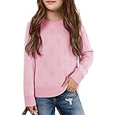 Haloumoning Girls Knit Sweaters Casual Long Sleeve Textured Pullover Tops Kids Loose Fit Comfy Fall Clothes 5-14 Years