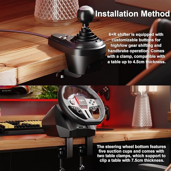 PXN – V9 GEN2 RACING WHEEL – 270&900° CAR SIM STEERING WHEEL, 3 PEDALS, H SHIFTER, APP SUPPORT, VIBRATION FEEDBACK – GAMING STEERING WHEEL FOR PC, PS4, XBOX ONE, XBOX SERIES X/S