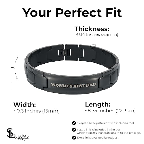 World's Best Dad Bracelet For Men - Surgical Grade Stainless Steel Adjustable Link Bracelet | Father's Day Gift - View #6