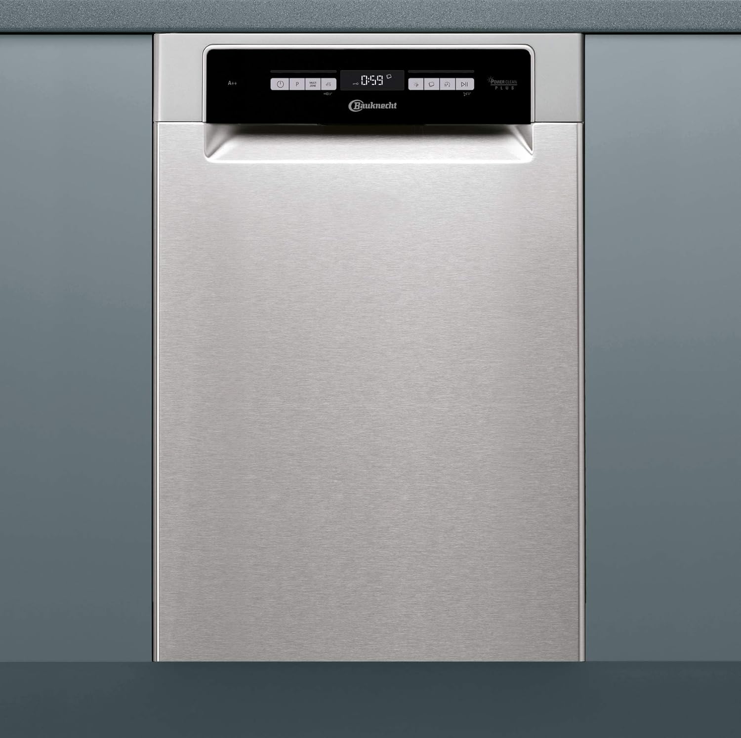 Bauknecht BSUO 3O23 PF X Unterbau-Geschirrspüler/ 45 cm Breite/ 212 kWh/Jahr/ 2520 liter/Jahr/ 43 dB/Power Clean/ExtraDry/Vollwasserschutz/Hygiene+ Programm/Sensor-Programm/Kindersicherung