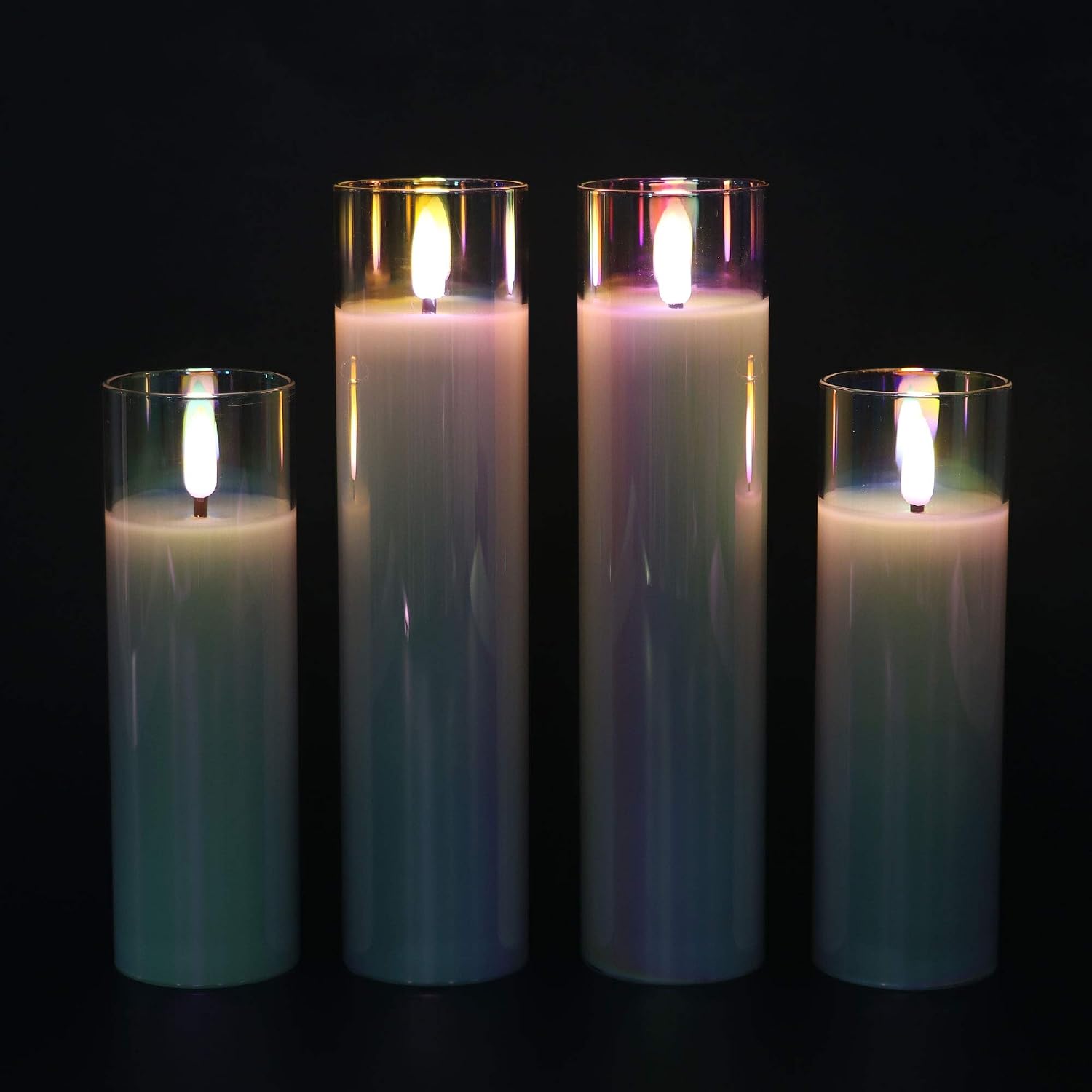 Rhytsing Pearlesent Glass Battery Operated LED Candles, White Slim Flameless Candles with Remote, Warm White Light - Image 5