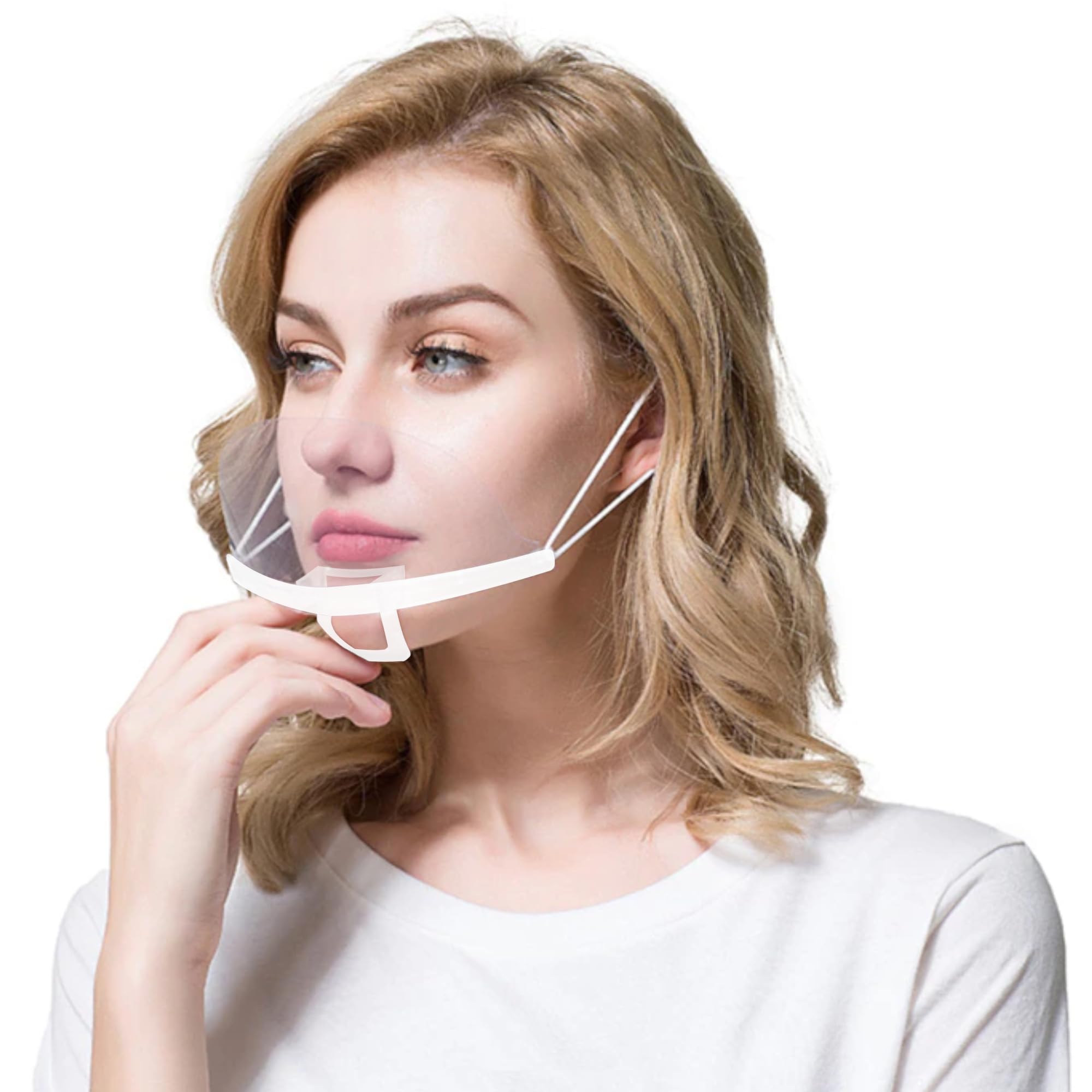 GUSTO Pack of 24 Visor Transparent Mask for Nose and Mouth with Elastic Bands for Chef Restaurants Aesthetic Studio (Transparent)
