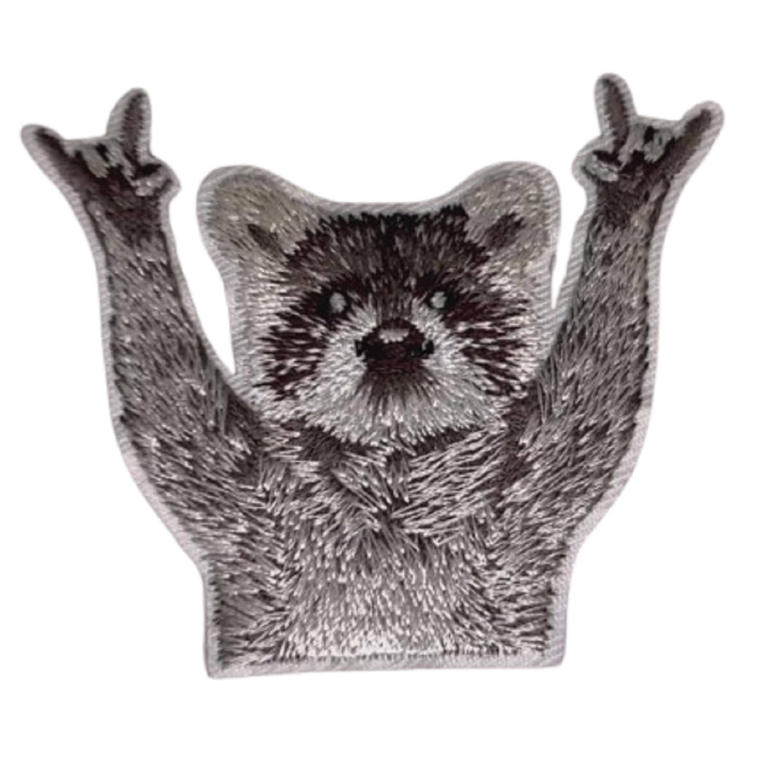 Photo 1 of 3" Funny Raccoon Rock Embroidered Iron On Patch Cute Funny Emblem