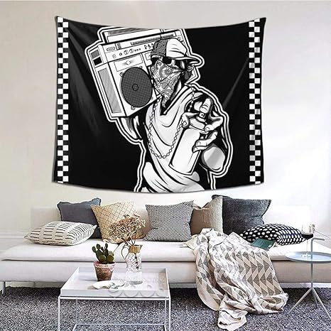 Best Pillow Skull Hip Hop Handling Spray Paint And Boomboxwall Tapestry Wall Art Nature Home Decorations For Living Room Bedroom Decor Amazon De Kuche Haushalt