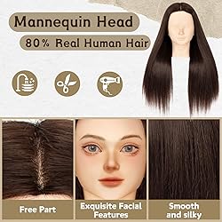 Mannequin Head With Hair 80% Real Human Hair