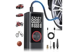 JUSUOX Tire Inflator Portable Air Compressor, Cordless Air Pump for Car Tires, 150PSI Portable Tire Inflator, LCD Dual Screen, Electric Pumps for Car Bike Motorcycle Balls