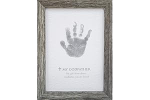 THE GRANDPARENT GIFT CO. The Grandparent Gift Godfather Godchild Handprint Frame, Grey