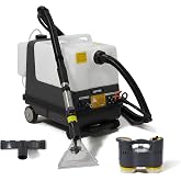 Dapper Commercial Carpet and Upholstery Extractor Cleaning Machine with Steam, Spray-Vacuum, &amp; Mite Remover. 2.5 Gal Tank &mdash; Designed for Deep Cleaning. Dual Separate Circuit Power Cords