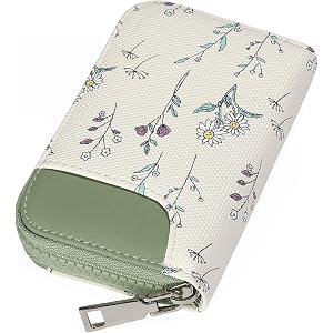 GAEKEAO Credit Card Holder RFID Blocking Small Wallet for Women Vegan Leather Zipper Accordion Card Case with ID Window
