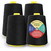 Mandala Crafts 40S/2 Black Polyester 4 Pack of Serger Threads Cones | 24000 YDs Spools, for Sergers, Overlock, Quilting, Sewing Machine, Piecing, Hand Embroidery, Garment Sewing