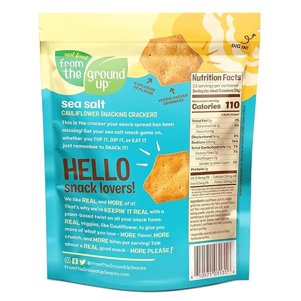 FROM THE GROUND UP SEA SALT CAULIFLOWER SNACKING CRACKERS, 3.5 OZ