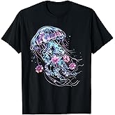 Jellyfish Flowers Vintage Floral Scuba Diving Surf T-Shirt