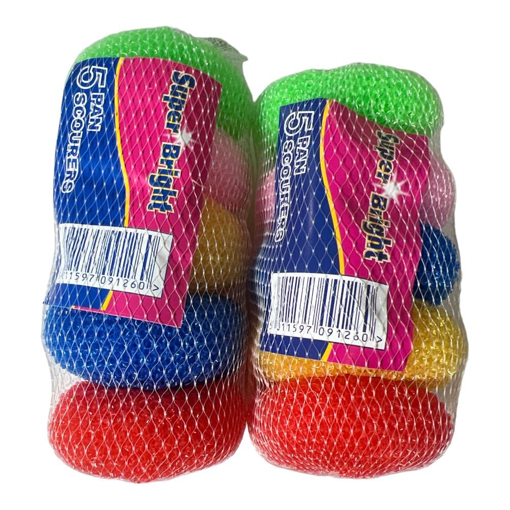 10 x plastic scourers coloured good for non stick pans cleaning scrubbing