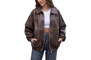 Bakyarder Womens Oversized Y2K Faux Leather Jackets Vintage Plus Size Fashion Motorcycle Coats Fall Fashion Outfits 2025