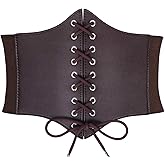 XZQTIVE Black Corset Waist Belt for Women, Wide Elastic Tie Waspie Belt for Dresses 4.7inch
