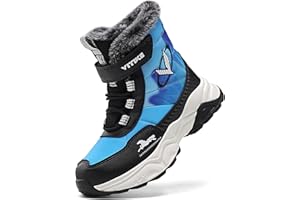 VITUOFLY Boys Hiking Boots Kids Hiking Shoes Girls Outdoor Warm Winter Snow Boots Adventure Trekking Shoes Anti-skid Sneakers Steel Buckle Durable Comfortable