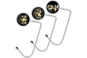 Knocent Purse Hook Handbag Hangers for Table,Handbag Storage Decor Table Hook,Handbag Hanger Holders for Men and Women(3Pack Golden Flowers)