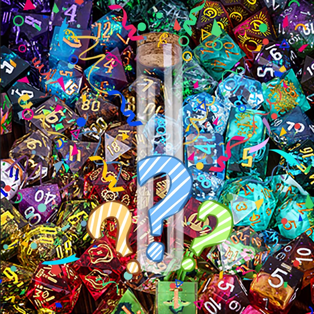 Cusdie 7Pcs/Set Mystery Sharp Edges DND Dice Set Random D&D Dice Set Polyhedral Dice for Dungeons and Dragons Pathfinder Role Playing Dice Games RPGs — image 1