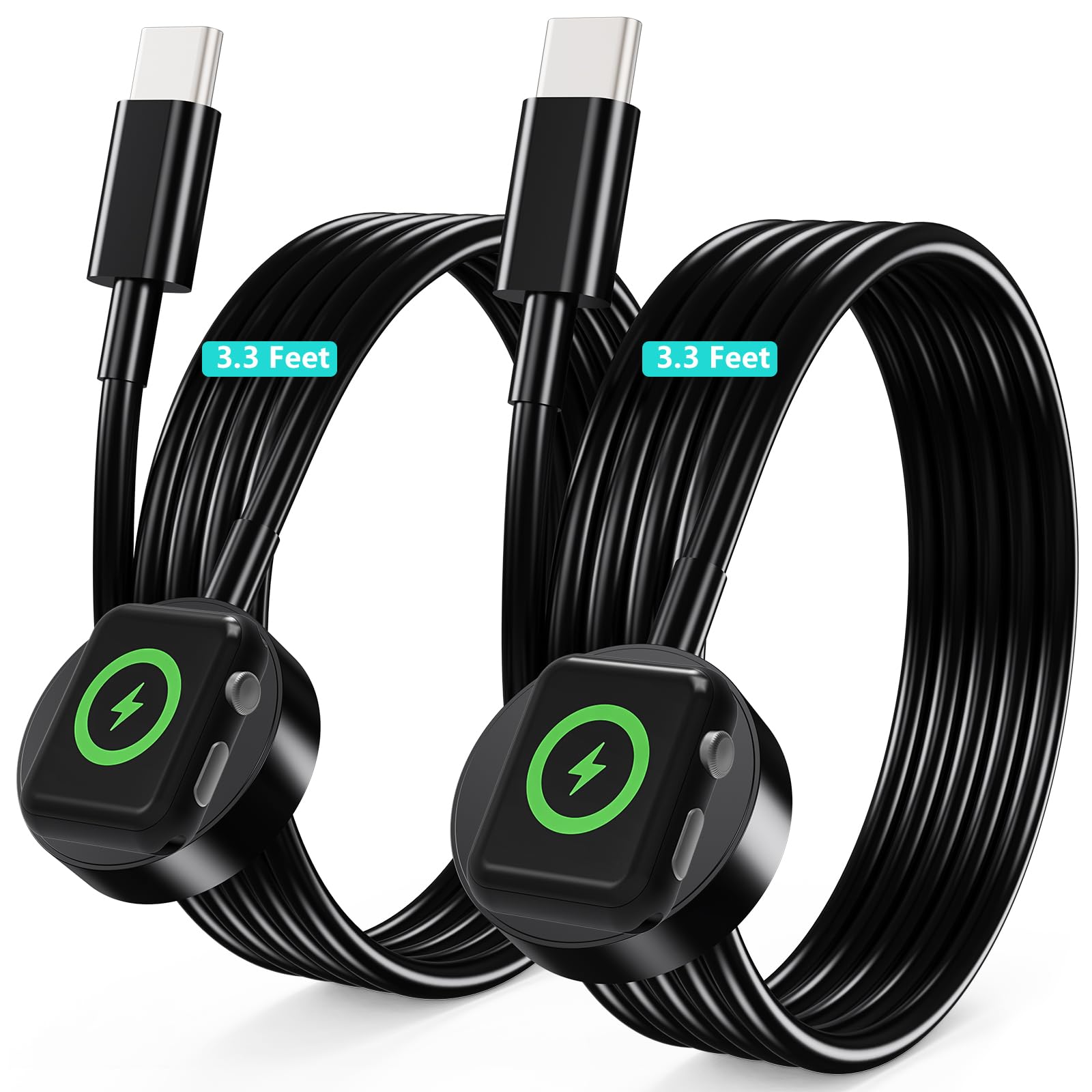 Photo 1 of Upgraded 2 Pack for Apple Watch Charger USB C Cable, [MFi Certified] iWatch Charger Cable 3.3FT Magnetic Cord Compatible with iWatch Series 9/8/7/6/SE 2/SE/5/4/3/2/1-Black
