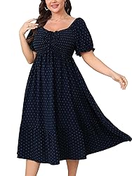 SCOMCHIC Women Plus Size Summer Dress Puff Short