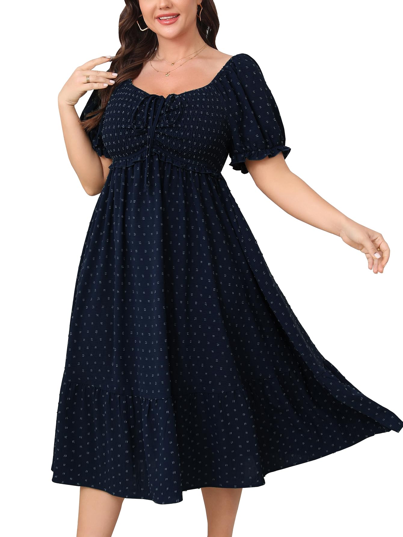 SCOMCHIC Women Plus Size Summer Dress Puff Short