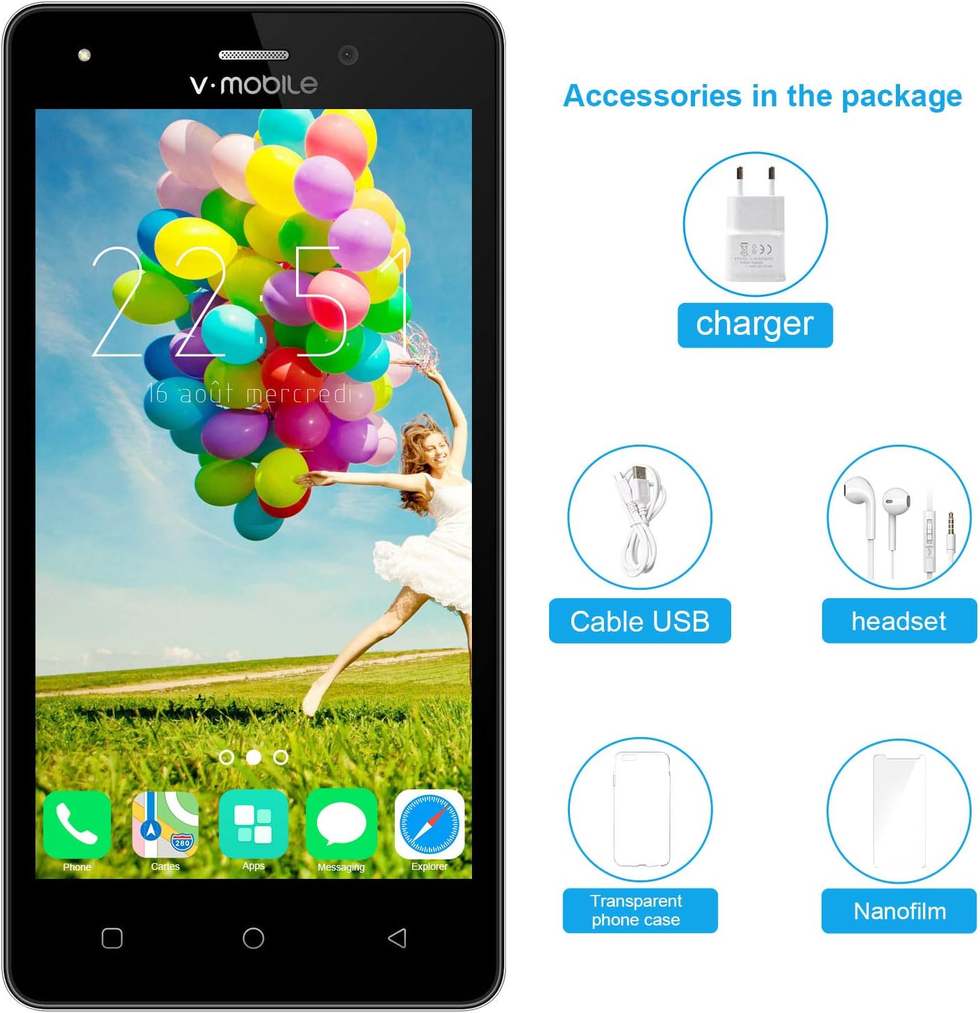 Amazon.com: Teléfonos móviles baratos desbloqueados, móviles A10-N Android Smartphone, Dual Sim teléfono móvil