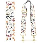 DANHRO Purse Strap Replacement Belt Crossbody 1.5" Wide Golden Buckle Cute Shoulder Strap Durable Adjustable Guitar Straps for Canvas Bag Handbag Cute Watercolor Flowers