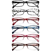 SIGVAN 6 Pack Ladies Reading Glasses for Women Blue Light Blocking Spring Hinge Rectangular Womens Readers Eyeglasses
