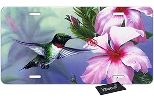 Wondertify License Plate Bird Hummingbird Flay with Flower Pattern Decorative Car Front License Plate,Vanity Tag,Metal Car Plate,Aluminum Novelty License Plate for Men/Women/Boy/Girls Car,6 X 12 Inch