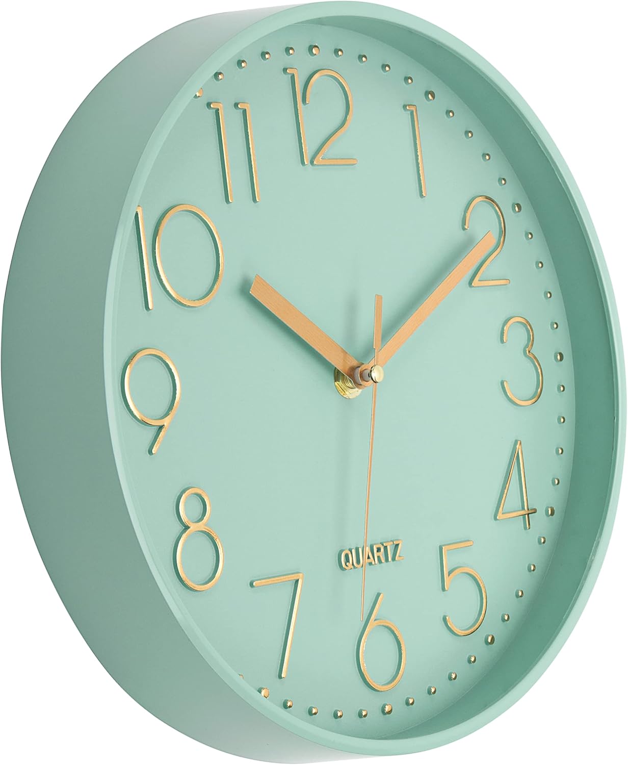 Lumuasky Modern Wall Clock, Silent Non-Ticking Battery Operated Decorative Clock for Living Room Bedrooms Office Kitchen (Green Gold, 10 inch): Kitchen & Dining
