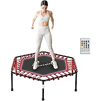 Soozier 45" Rebounder Trampoline for Adult, Mini Trampoline Indoor with Colorful LED Lights and Remote Control, Quiet and Saf