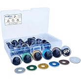 RuWfpz Glitter Safety Eyes for Crocheting Amigurumi 30mm 3D Large 5 Colors | 1-3/16", 20pcs, DIY, with Labeled Box, Sparkle Moon Big Plastic Colored Crochet Stuffed Animal Eyes for Doll Craft Bear Plush