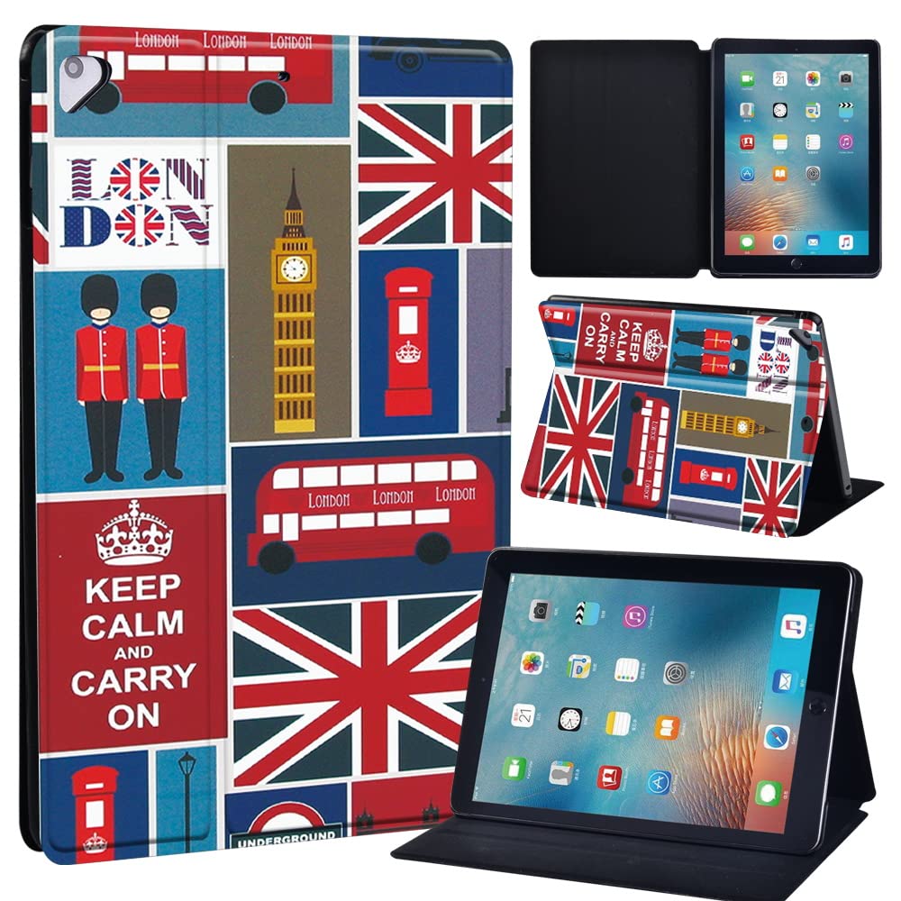 Initial Letter Leather slim lightweight Stand Cover Case for Apple New iPad 9.7 2018 2017(6th Gen, 5th Gen)/iPad Air 2/iPad Air/iPad Pro 9.7 Tablet with Auto Wake/Sleep (Britain symbol)