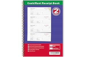 DAYVORAX Money and Rent Receipt Books - Receipt Book with 2 Part Carbonless Copies, 7-5/8" x 11", Wraparound Cover, Spiral Bound 200 Sets per Book, 4 Receipts per Page (1 Pack）