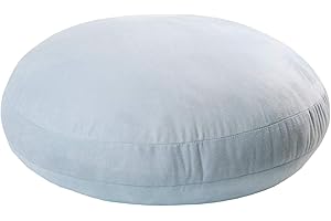 Hodeco Round Throw Pillow for Kids 16x16 100% Down-like Polyester Filling Super Soft Cushion Ultra Fluffy Feather-like Touch Decorative Round Floor Pillow for Couch Bed Sofa, Light Blue, 1 Piece