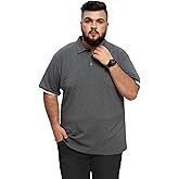 Aiyino Men's Big and Tall Classic Fit Short Sleeve Solid Soft Cotton Polo Shirt 2XL Dark Grey
