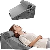 VEVOR Bed Wedge Pillow for Sleeping, 3 Pcs Adjustable Orthopedic Bed Wedge Set, with Washable Cover & Foam Support, Post Surgery Pillow for Acid Reflux, Back Pain, Snoring Relief & GERD, Dark Grey