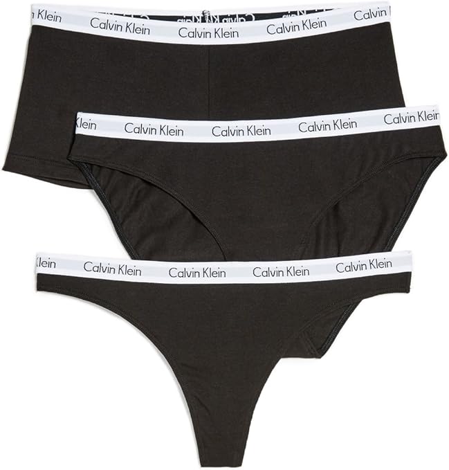 Calvin Klein Underwear Women's Carousel Thong, Bikini, Boyshort 3 Pack